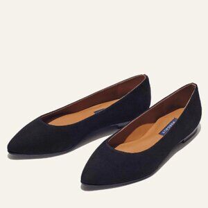 MARGUAX Women's The Pointe Classic Black Suede Leather Handmade Flats Shoes